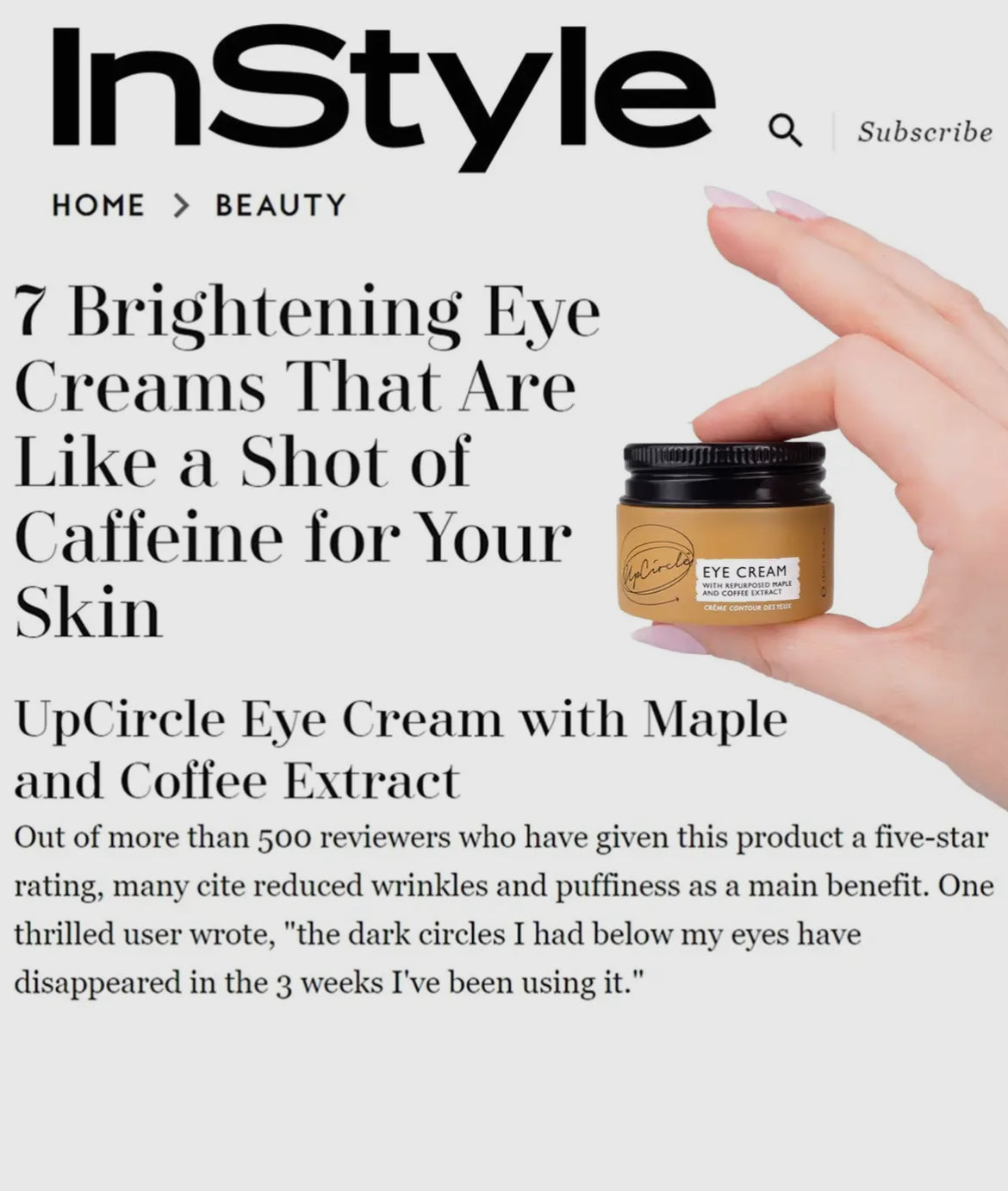 Eye Cream with Hyaluronic Acid & Coffee